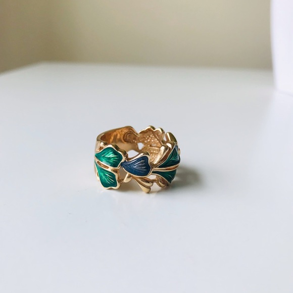 Ross-Simons Tropical Leaf Sterling 925 Gold Ring, Size 9 - Picture 8 of 14